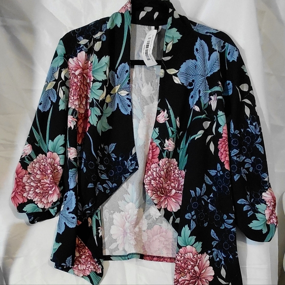 MOA USA Jackets & Blazers - MOA USA Floral Teddy Jacket - Black, Pink, Blue